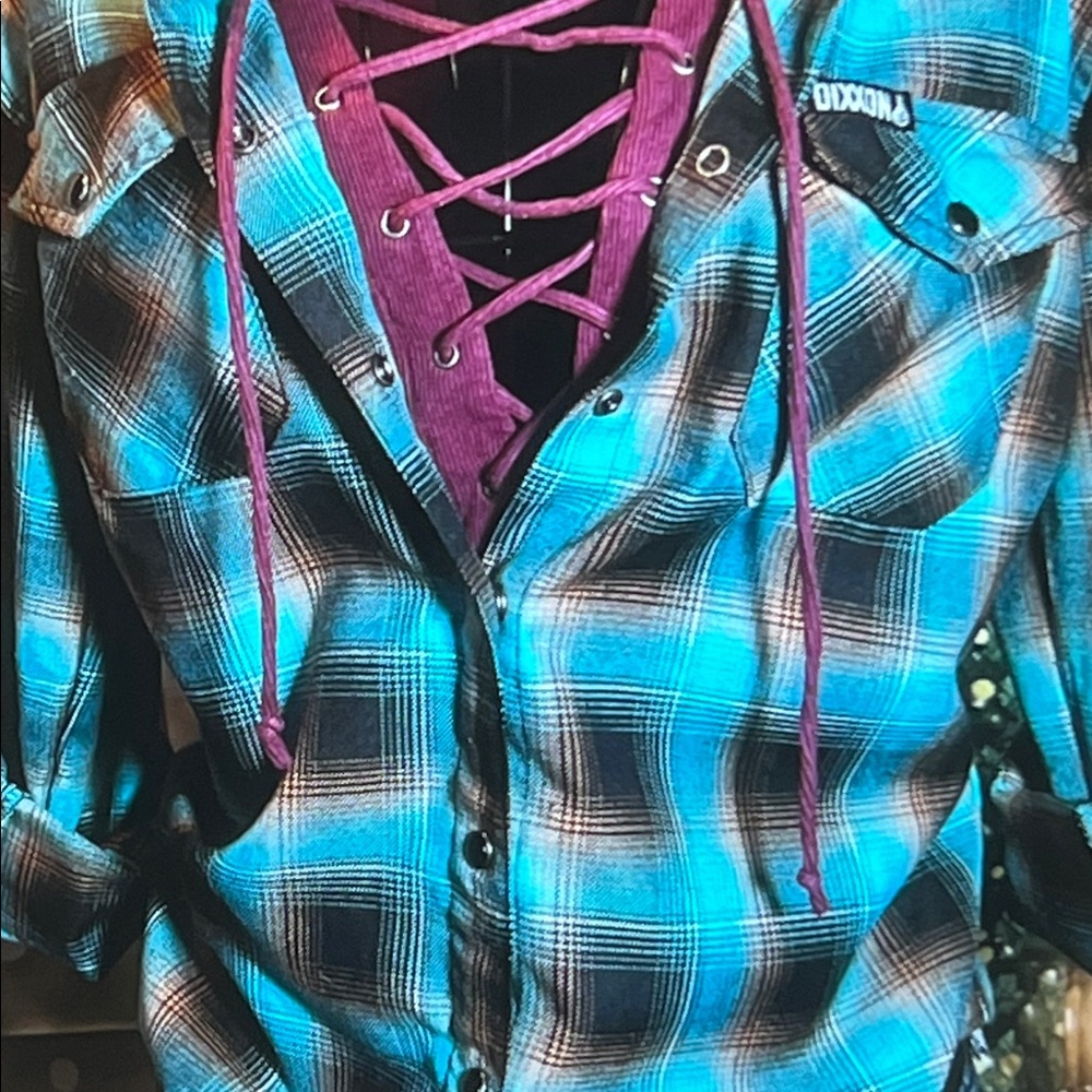 Dixxon “Switch Suspension” Button Down Blue/Brown… - image 3